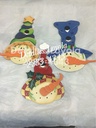 L23-143 Cara muñeco nieve pajarera con sombrero con ponpon 35cm