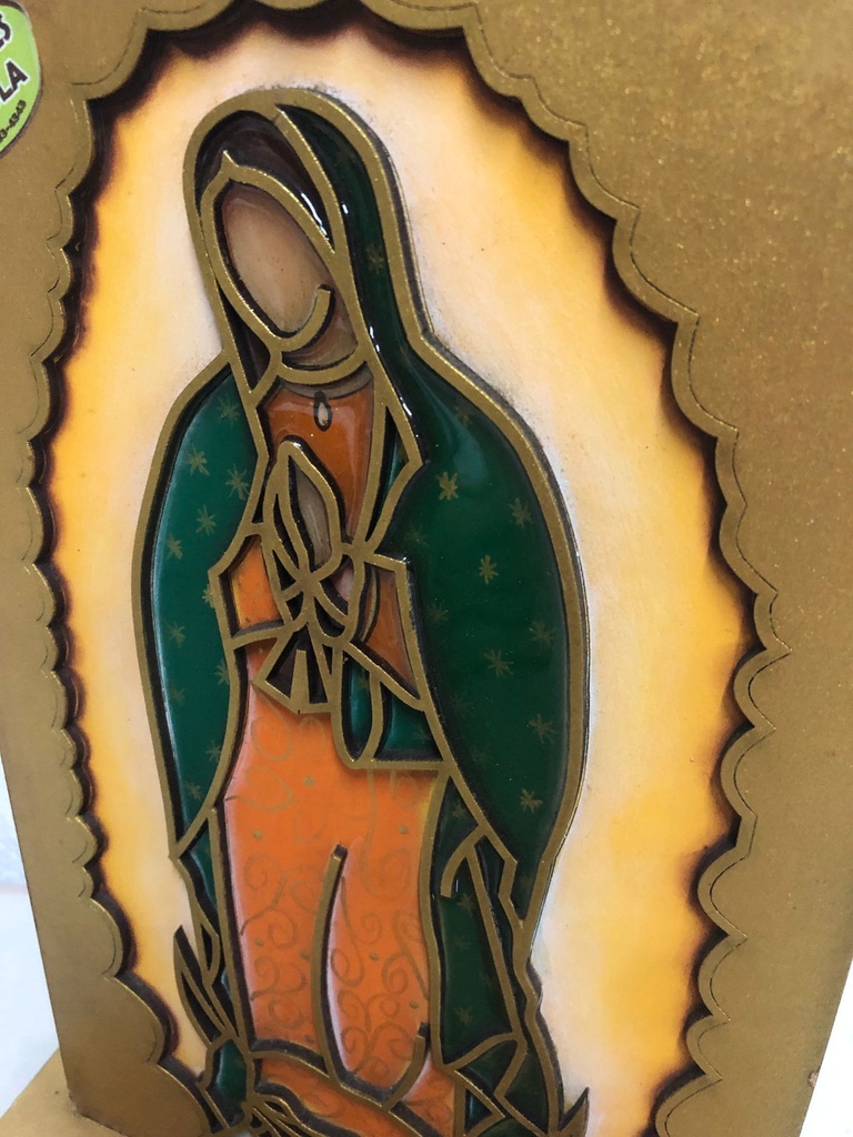 L15-039 Virgen de Guadalupe vitral 25cm con base