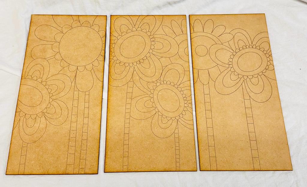 L5-100 Triptico, cuadros de flores 20x40cmc/u 3mm