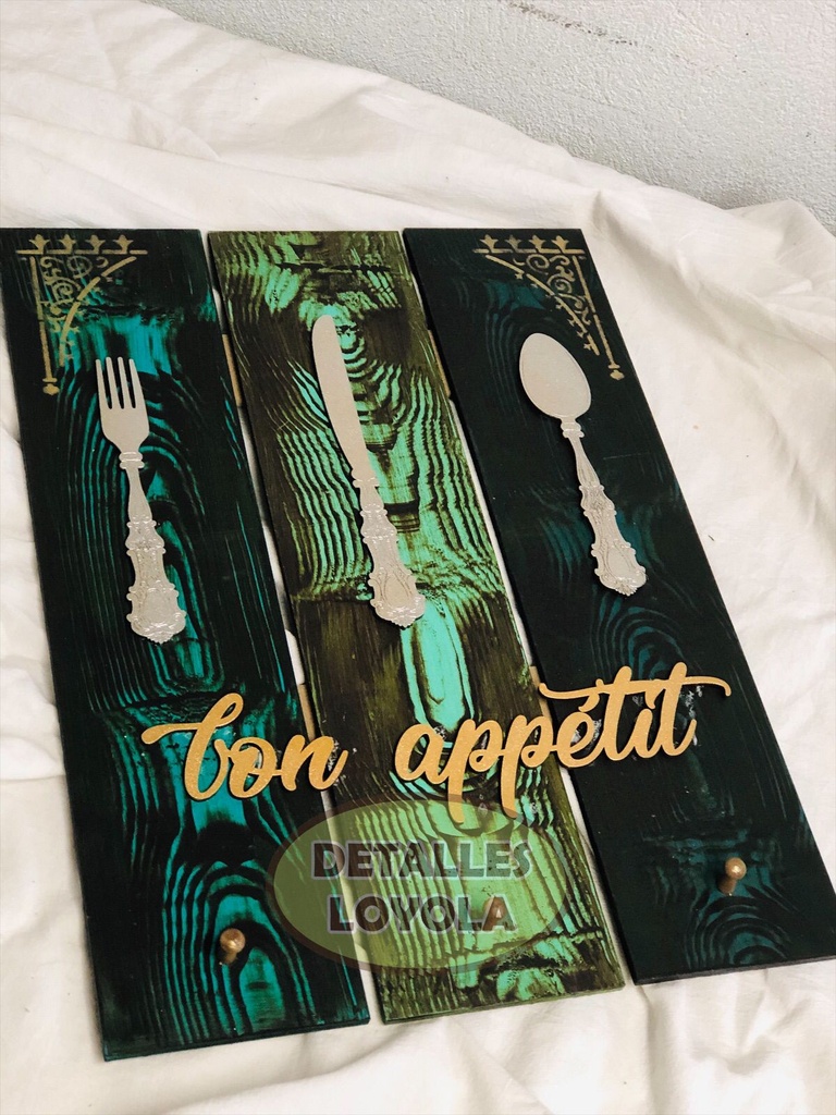 L35-008 Kit: Proyecto Bon Appetitte 40x50cm (3cubiertos, palabras, pines. Tablas 6mm)