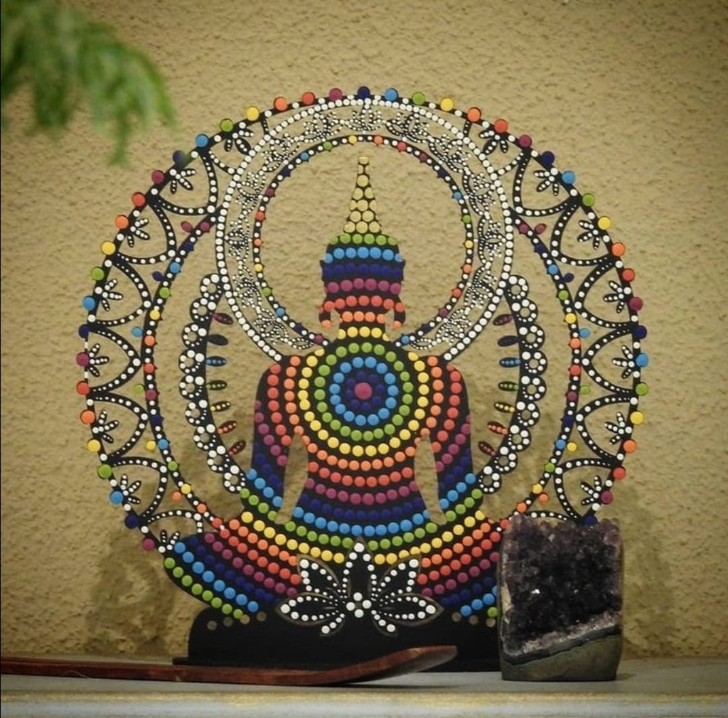 L31-030 Círculo mandala con buda calado 40cm MDF3mm con base