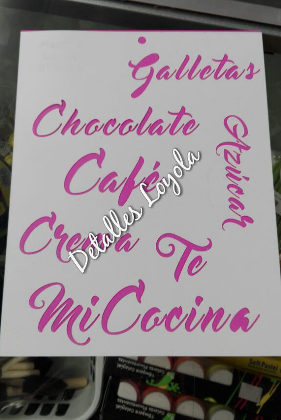 ST3-005 Stencil - Estencil - Plantilla Palabras manuscrita Te/Café 22x28cm