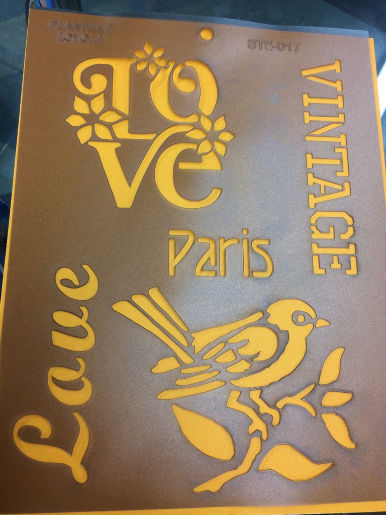 ST6-017  Stencil - Estencil - Plantilla Roseton  Vintage 2 Pajarito 22x28 carta