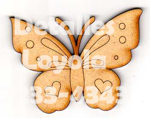 L6-032 Mariposa grabada con corazones 6cm