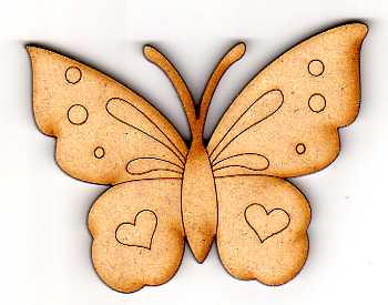 L6-032c Mariposa grabada con corazones 3cm