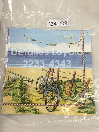 S34-009 Servilletas Vintage Playa y bicicleta