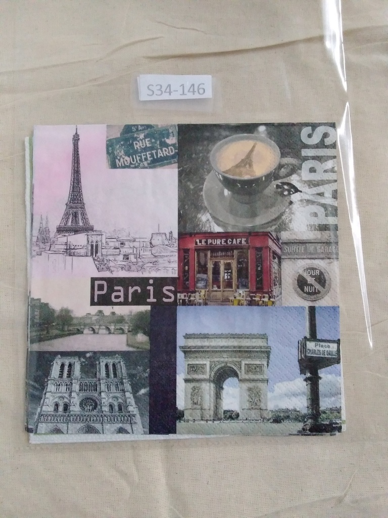 S34-146 Servilletas Vintage Paris Torre Eiffel
