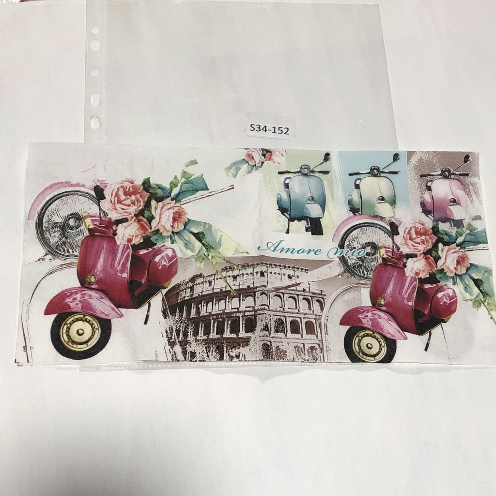 S34-152 Servilletas Vintage Italia Coliseo y moto vespa