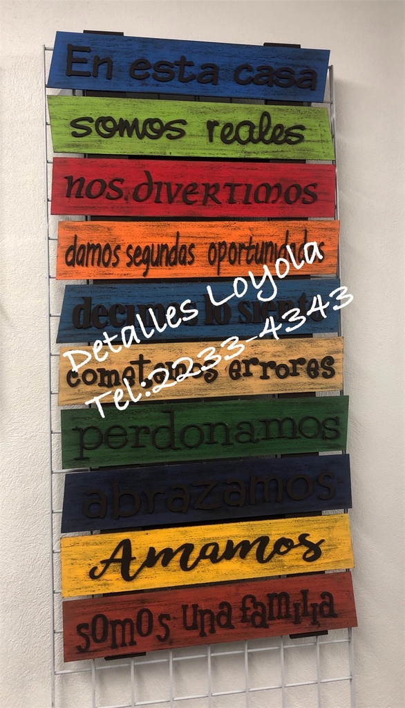 L13-208 Rótulo En mi casa 1.20 x 60cm (letras sobrepuestas y tablas atrás de 9mm)