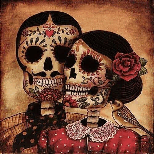 L13-219 Pareja de CATRINAS Catrina Catrinos 45x45cm plano