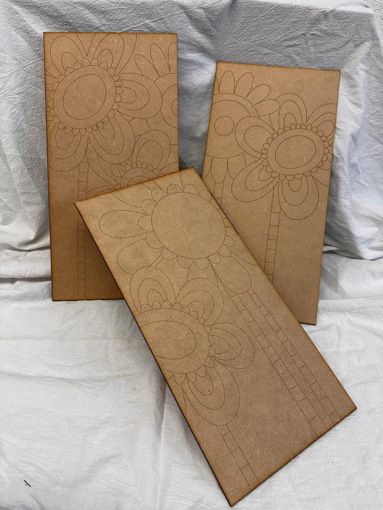 L5-100 Triptico, cuadros de flores 20x40cmc/u 3mm