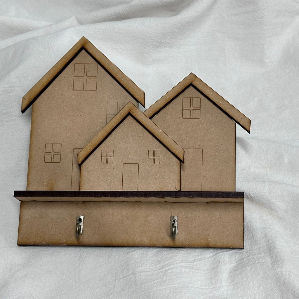 L26-047 Perchero 3 casitas en relieve 20x20cm MDF5.5mm