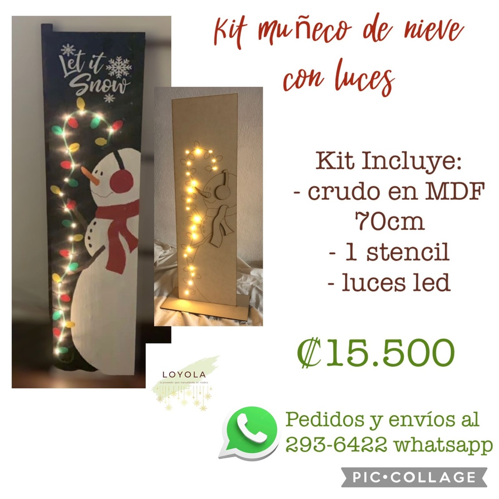 L35-016 Kit Muñeco de nieve Let it Snow(crudo 5.5mm/stencil/luces)