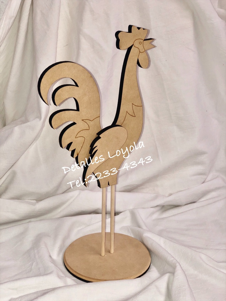 L14-153 Gallo palitos cola grande 40cm total )9mm con base