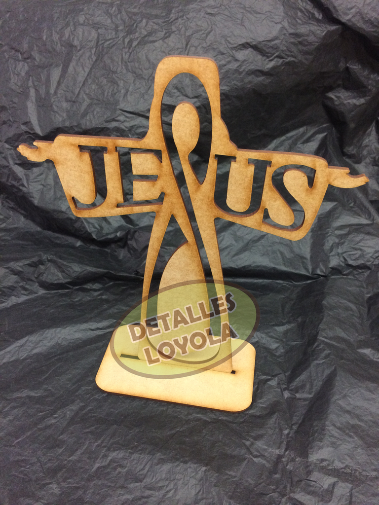 L15-053 Cruz palabra Jesus calada 25cm