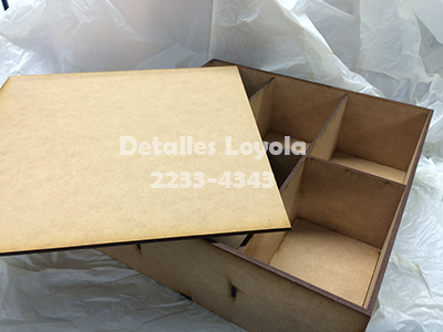 L20-074a Caja 25x25x8cm con tapa de poner con 6 divisiones