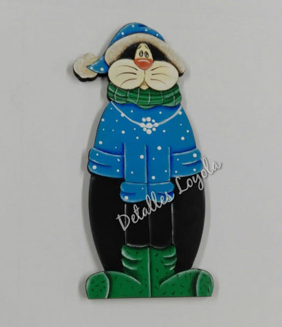 L23-156 Gato con bufanda y gorro 12cm