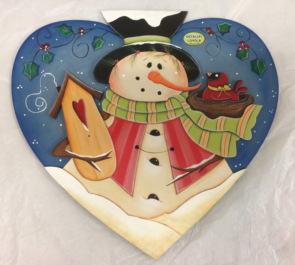 L23-228 Corazón y muñeco nieve sobrerelieve 30cm