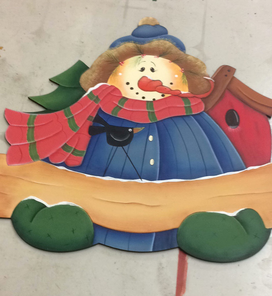 L23-238 Figura de muneco de nieve con pajarera 30cm