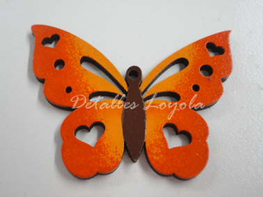 L32-007 Aretes mariposa con corazones calados 5cm (el par)