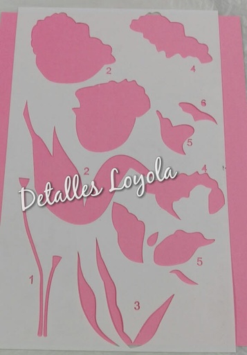 [ST4-026] ST4-026 Stencil - Estencil - Plantilla  FLOR #1 2 etapas 28x17cm