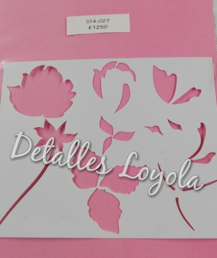 [ST4-027] ST4-027 Stencil - Estencil - Plantilla  FLOR #2  2 etapas 18x29cm