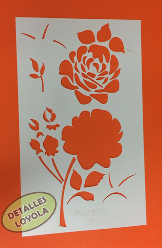 [ST4-037] ST4-037 Stencil - Estencil - Plantilla Rosa con tallo 2 etapas 17x22cm