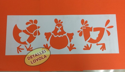 [ST5-026] ST5-026 Stencil - Estencil - Plantilla  Gallinas 12x28cm