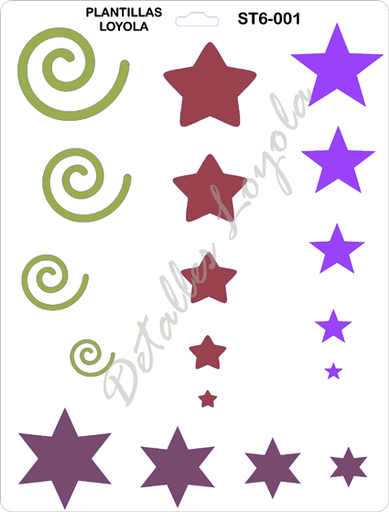 [ST6-001] ST6-001 Stencil - Estencil - Plantilla Estrellas y colochitos 22x28cm