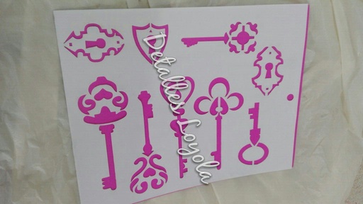 [ST6-022] ST6-022  Stencil - Estencil - Plantilla  Llaves vintage 14x22 media carta