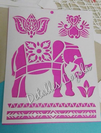[ST6-025] ST6-025  Stencil - Estencil - Plantilla  Elefante hindú 22x28 carta