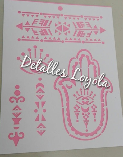 [ST6-034] ST6-034  Stencil - Estencil - Plantilla  Mano de Fatima 22x28 carta