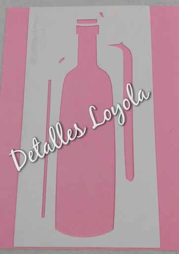 [ST6-043] ST6-043  Stencil - Estencil - Plantilla Botella de vino 2 etapas 22x28