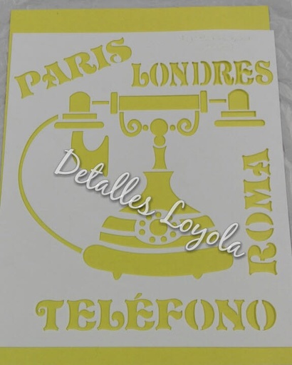 [ST6-060] ST6-060  Stencil - Estencil - Plantilla  Telefono vintage 16x16cm
