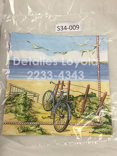 [S34-009] S34-009 Servilletas Vintage Playa y bicicleta