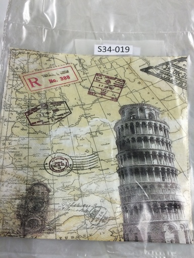 [S34-019] S34-019 Servilletas Vintage Torre inclinada de Pisa