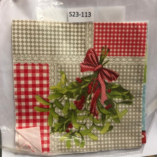 [S23-113] S23-113 Servilletas de Navidad o Navideñas ramo de muerdago