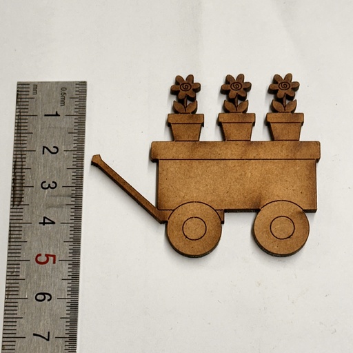 [L5-027] L5-027 Carretilla con macetas y flores 5cm alto