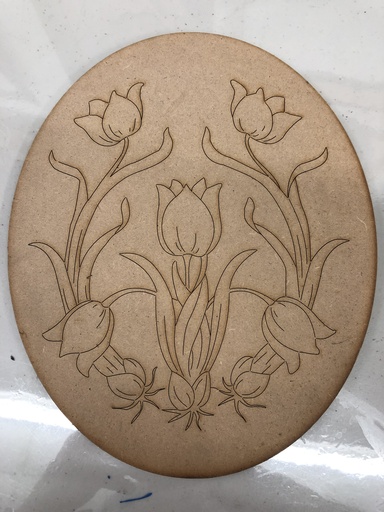 [L5-053] L5-053 Tabla 20.5x25 con grabado para pincelada Flor #10