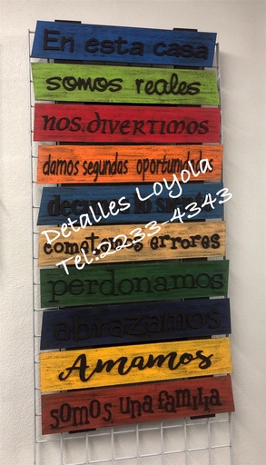 [L13-208] L13-208 Rótulo En mi casa 1.20 x 60cm (letras sobrepuestas y tablas atrás de 9mm)