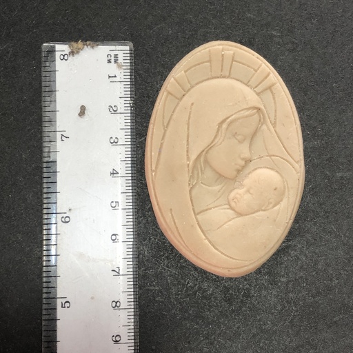 Aplicaciones resina blanca Medallón Virgen con niño 8cm