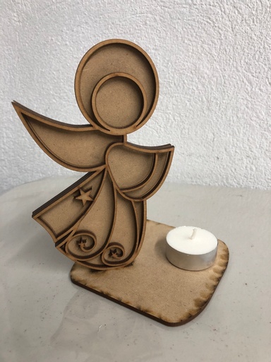 [L10-031] L10-031 Angel de lado vitral  con base para candela 15cm y base 10x10cm