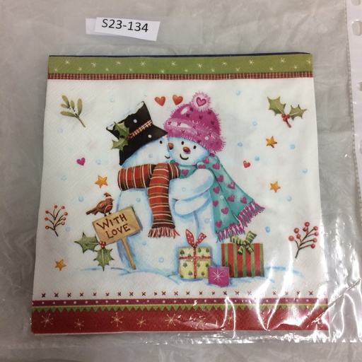 S23-134 Servilletas de Navidad o Navideñas muñecos de nieve