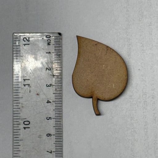 L5-079 Hoja sencilla ondulada  con tallo 5cm