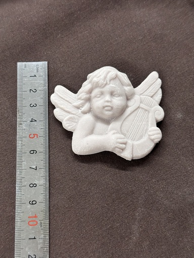 Aplicaciones resina blanca Angelito  356 manos con arpa, solo torso 7x6cm