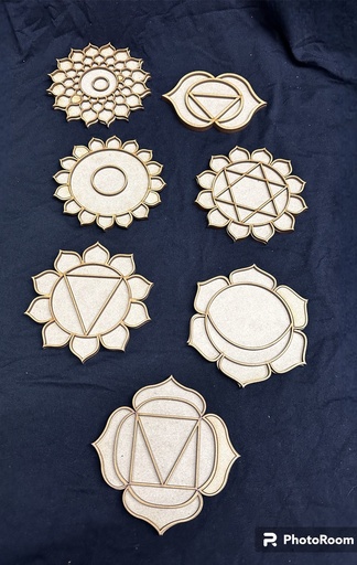 L31-027 Juego de mandalas 7 chakras 12cm para acabado vitral
