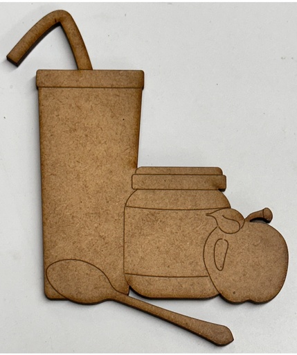 L9-122 Comida de bebé (vaso, cuchara, manzana y frasco) 10x12cm