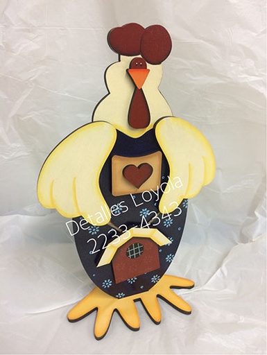 [L14-103] L14-103 Gallo de pie con casita 30cm/6mm(con sobrepuestos)