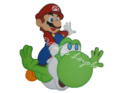 [L22-068] L22-068 Mario sobre Yoshi volando de frente 30cm 3mm