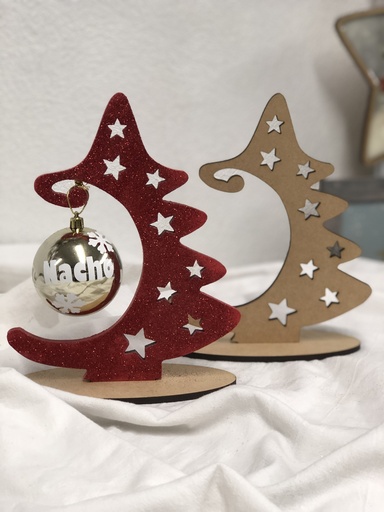[L23-274] L23-274 Árbol de mesa calado con estrellas 23cm con base 6mm (para esfera)
